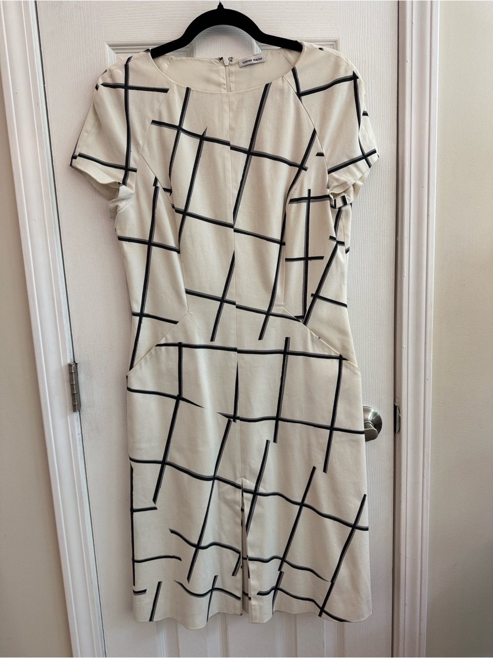 TOMAS MAIER Windowpane Print Sheath Dress w/ Pockets Size 6